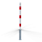 Barrier posts | Steel tube  60 x 2,5 mm | removable | with Euro profile cylinder lock | hot-dip galvanized and white coatedwith three red reflecting stripes | without eyelet